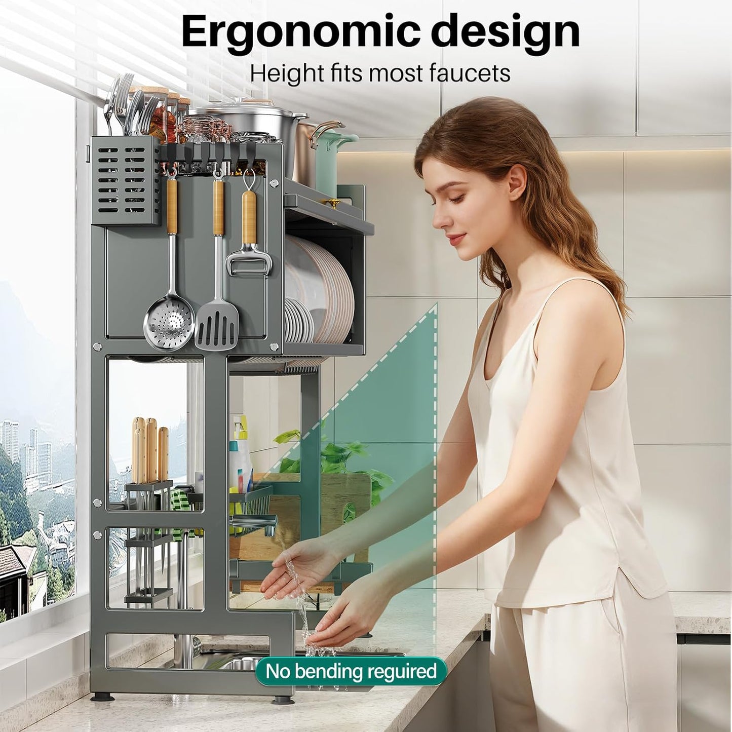 3 Tier Over The Sink Dish Drying Rack