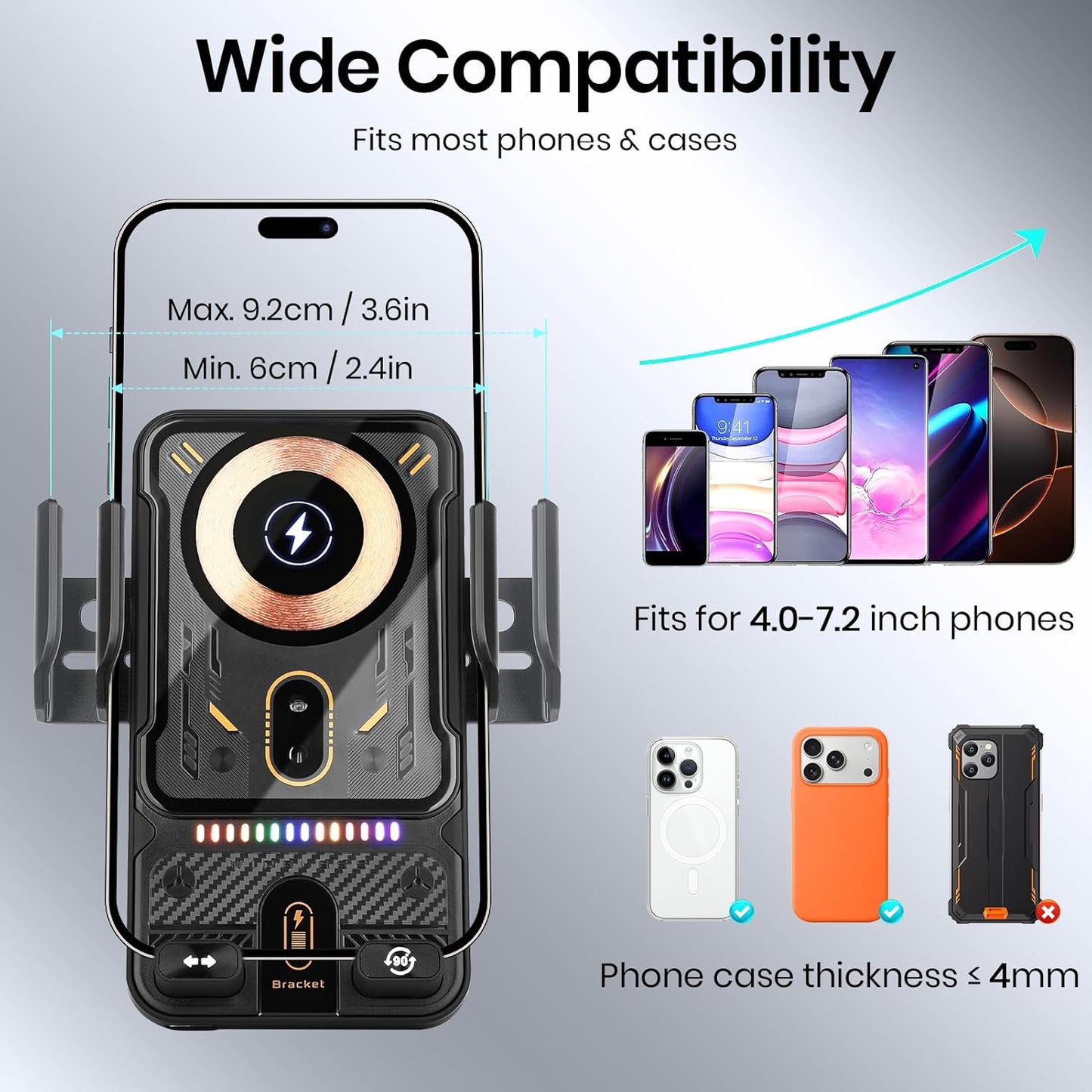 Auto-Clamping Car Phone Holder & Charger