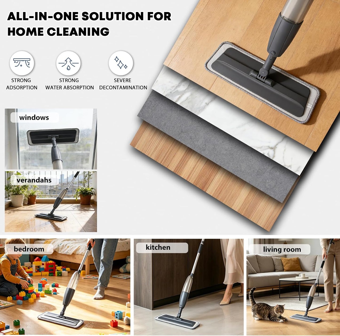 Spray Mop with 360° Rotation