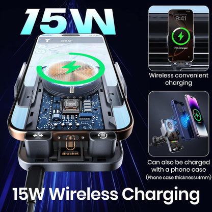Auto-Clamping Car Phone Holder & Charger